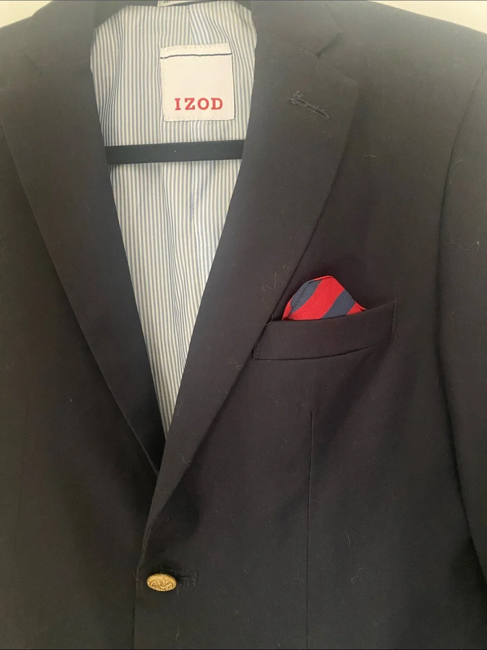 IZOD Youth 16 Navy Sport Coat with Gold Buttons and Red Pocket Square